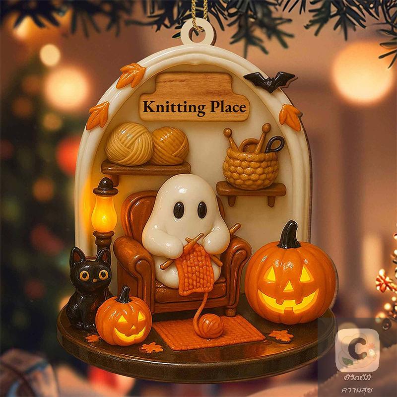 NEW 2026 HUA HUA Cute Reading Ghost Halloween Ghost Ornaments 2D Flat Acrylic Pendant Halloween Hanging Home Decor HUA HUA