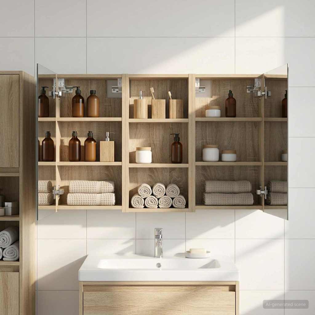 Bathroom Cabinet Set 3 Pcs 110 X 10.5 X 60.5 Cm Particleboard