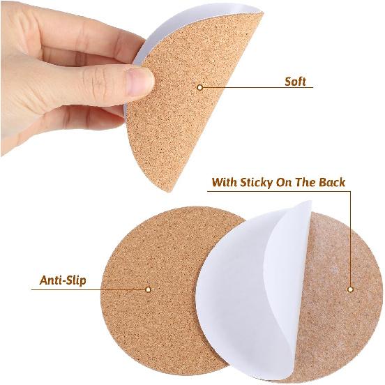 12Pcs Cork Coasters, 4" Self-Adhesive Cork Backing for Coasterss, Natural Brown Coaster for Drinks In Office, Home or Cottage