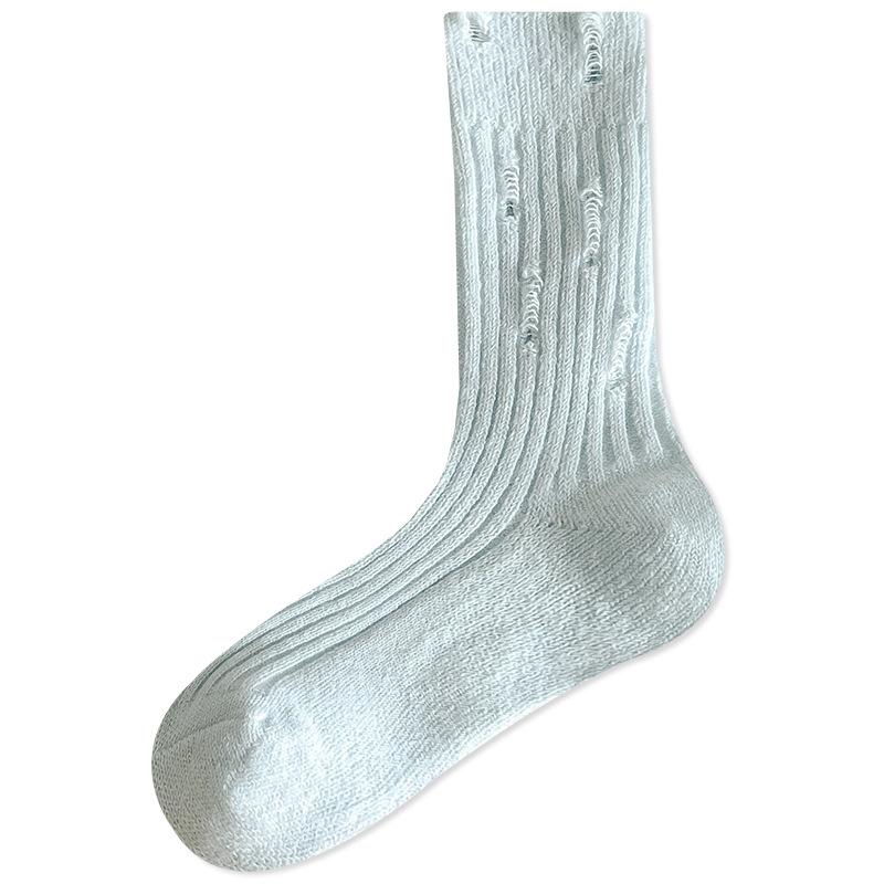 Season Socks Hole Stacking Socks Trendy Outer Wear Personalized Retro Fleece Thickened Warm Australian Fleece Medium Tube Socks