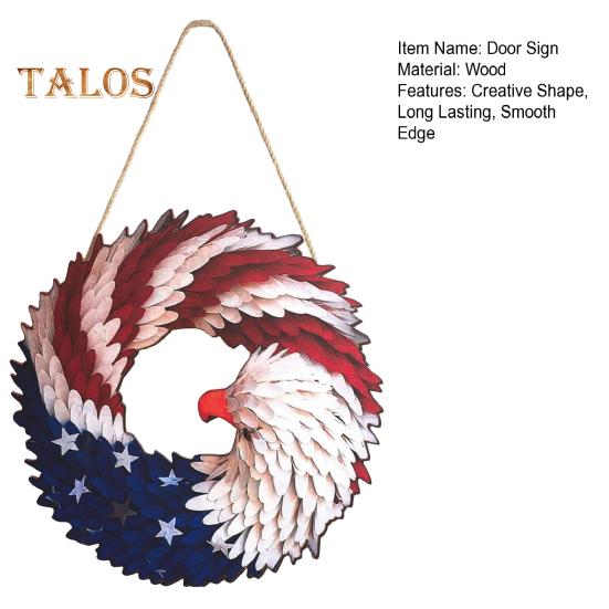 Renewed Wings Wreath Independence Day Decoration with Lanyard Easy To Hang Waterproof Door Sign Front Door Ornament