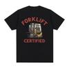 Funny Forklift Certified Skeleton Driver Meme T Shirts Men's 100% Cotton Oversized T Shirt Male Fashion Vintage Y2k T-shirt Tops