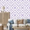 Wallpaper Casual Checkerboard White and Lavender 50x1000