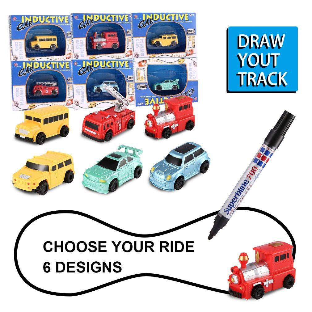 Road Pen Magic Inductive Car Toy Train Tank Draw Lines Playing Gift Children