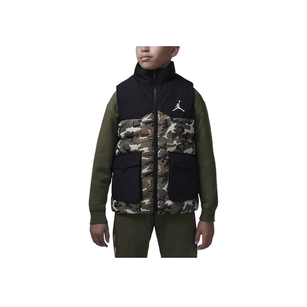 

Jordan Водонепроницаемый пуховый жилет с логотипом и надписью «Log Letter», детские жилеты светло-оливково-желтого цвета HQ8120-380 S