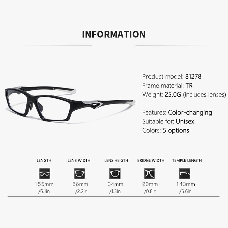 Tr90 Sport Style Photochromic Anti-blue Light Outdoor Sports Cycling Prescription Sunglasses For Myopia 81278