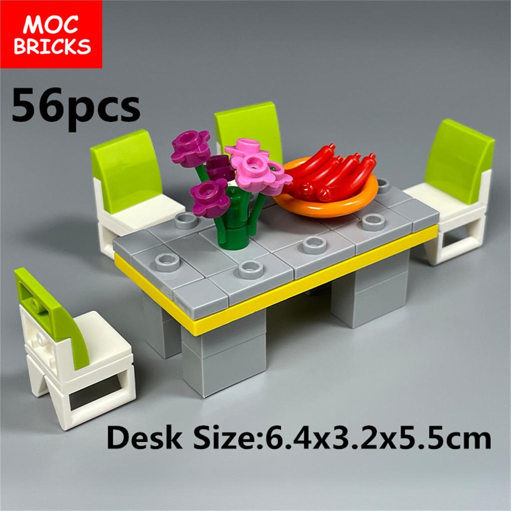 MOC Blocks Sofa Home Furniture Chair Desk City Model Learning Construction Bricks Figures DO IT YOURSELF Toy Ideal For Children Gift Idea