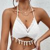 Top Bikini Triangolo Halter da Donna con Allacciatura sulla Schiena Sexy Intrecciato a Mano con Conchiglie Puramente Fatto a Mano Top Bikini con Conchiglie Costume da Bagno Biquini