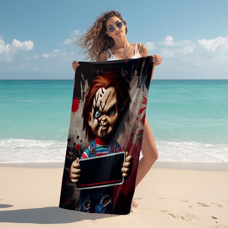 1Pc Horror Doll Device Beach Towel Microfiber Beach Towel Thin Absorbent For Beach Swimming Yoga Bath Sports 0917301