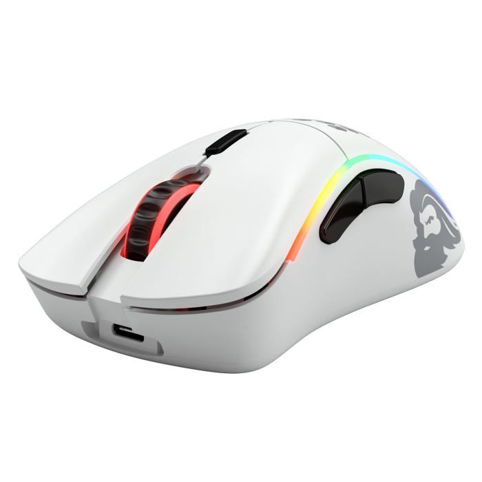 Souris gaming - glorious pc gaming race - model d- wireless - 19000 dpi - 6 boutons programmables - blanc mat