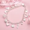 925 sterling silver 8-inch moon/cross/bag bracelet, fashionable women's wedding party jewelry accessories
