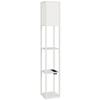 Floor Lamp with Shelves, Adjustable Light, Foot Switch and USB Ports, White