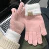 Knit Gloves for Women Winter Warm Fingerless Touchscreen Gloves Cute Cycling Cold Weather Half Finger Anti Slip Riding Gloves