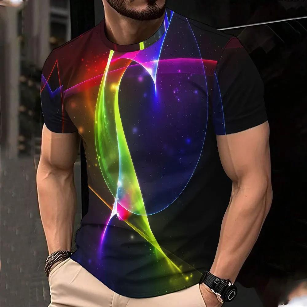 T-shirt Men's Fashion Printed Pattern Crew Neck Versatile Short Sleeve Casual Comfort Top