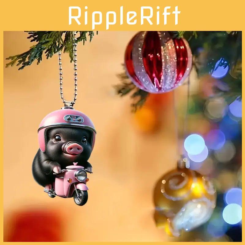 Adorable Acrylic Black Pig Car Hanging Ornament For Trendy Interior Decoration