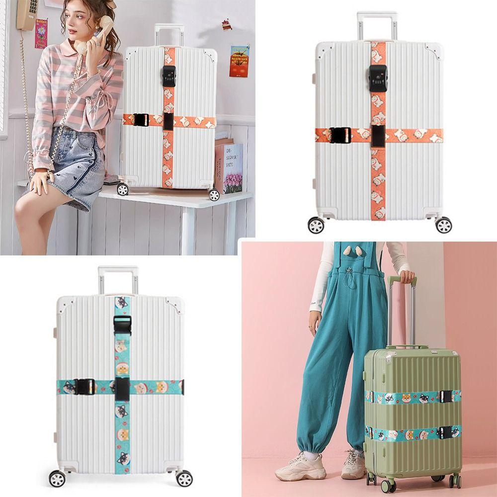 

TSA Password Customs Lock Luggage Straps Nylon Luggage Belt Durable Straps Belt Women Men