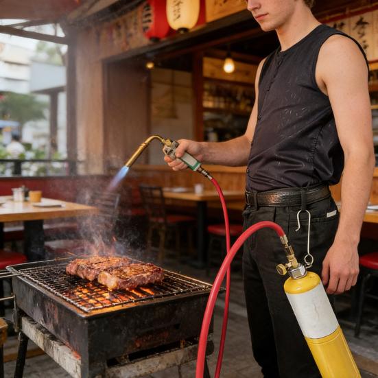 Mapp Torch with Adjustable Flame Propane Torch with 1.6m Hose Portable Welding Torch for Soldering Metalwork Outdoor Use