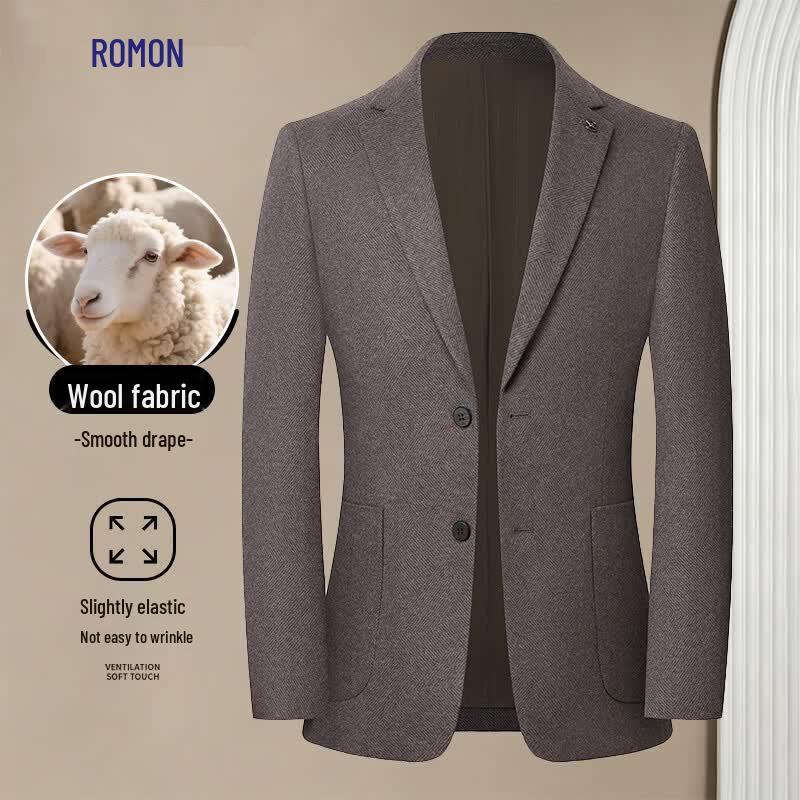 Romon Men s Wool Blend Wrinkle-Resistant Striped Suit Jacket 180A