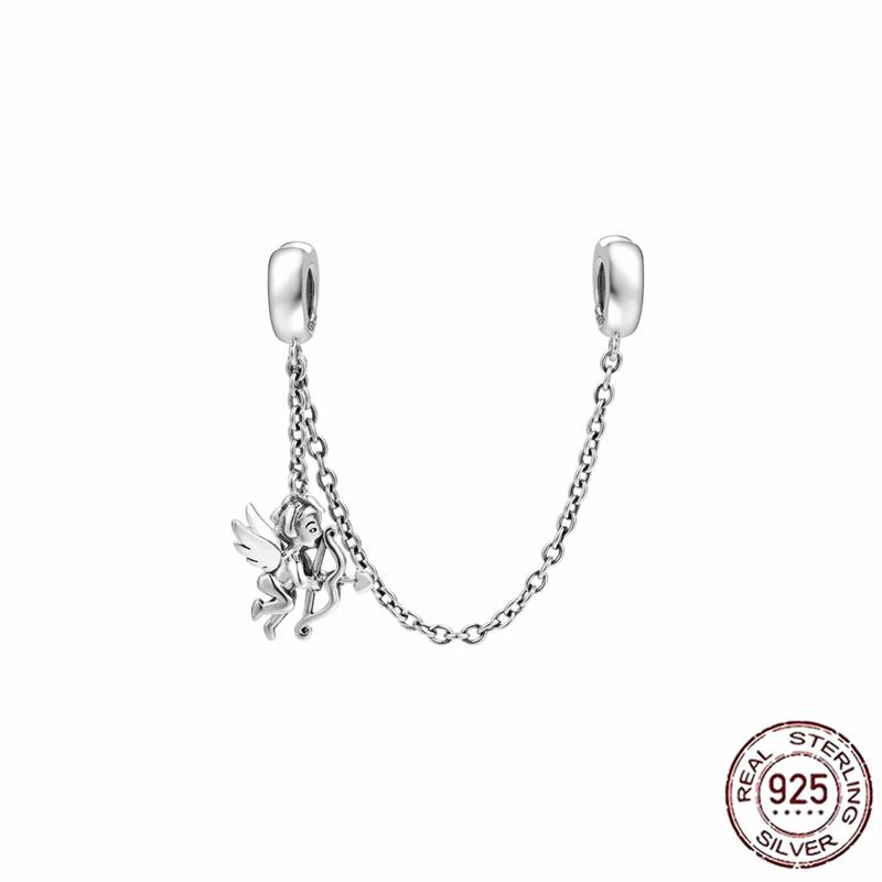 Stříbrný Křišťálový Pavé Bezpečnostní Řetízek Pevný Klip Pramen Přívěsek Vhodný pro Ženy Náramek Stříbrné Šperky Párty Narozeninový Dárek