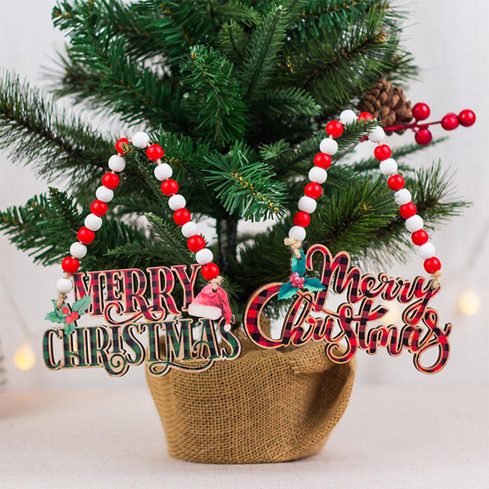 

Merry Christmas Wood Decorations Christmas Tree Ornaments with Wooden Beads Xmas Truck Sign Christmas Decor 2024 New