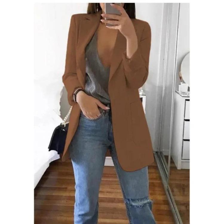 Plus Size Blazer Cardigan For Women Autumn Winter Casual Overcoat Solid Lapel Jacket Large Topcoat