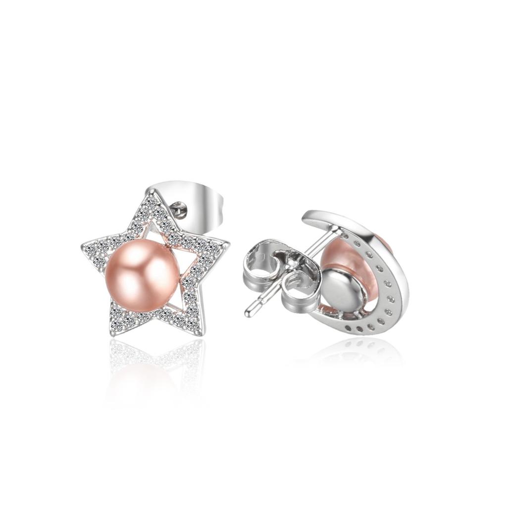 New 925 Sterling Silver Earring Star With Pearl Earring Studs For Women Wedding Party Gift Fashion Jewelry