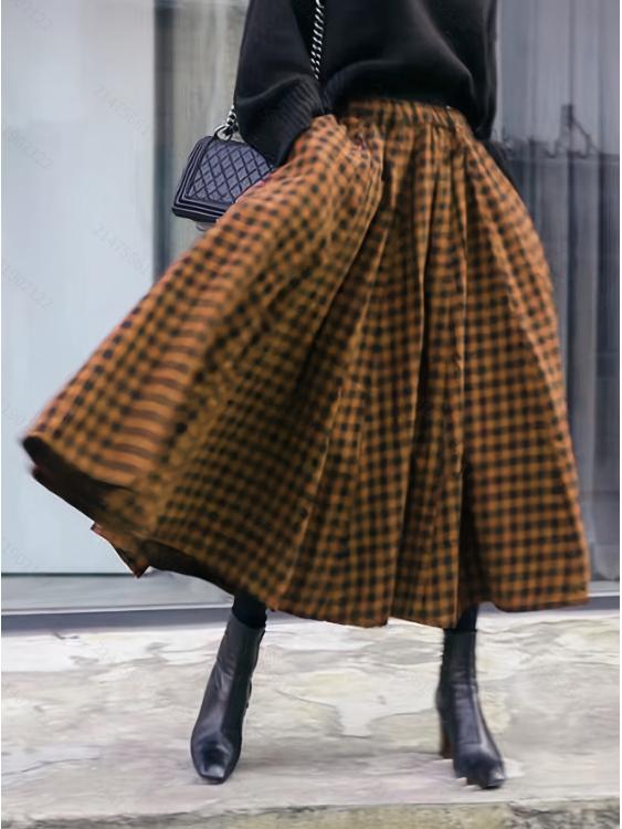 High-End Retro Plaid A-Line Skirt - Elegant, Versatile & Comfortable Slim Fit
