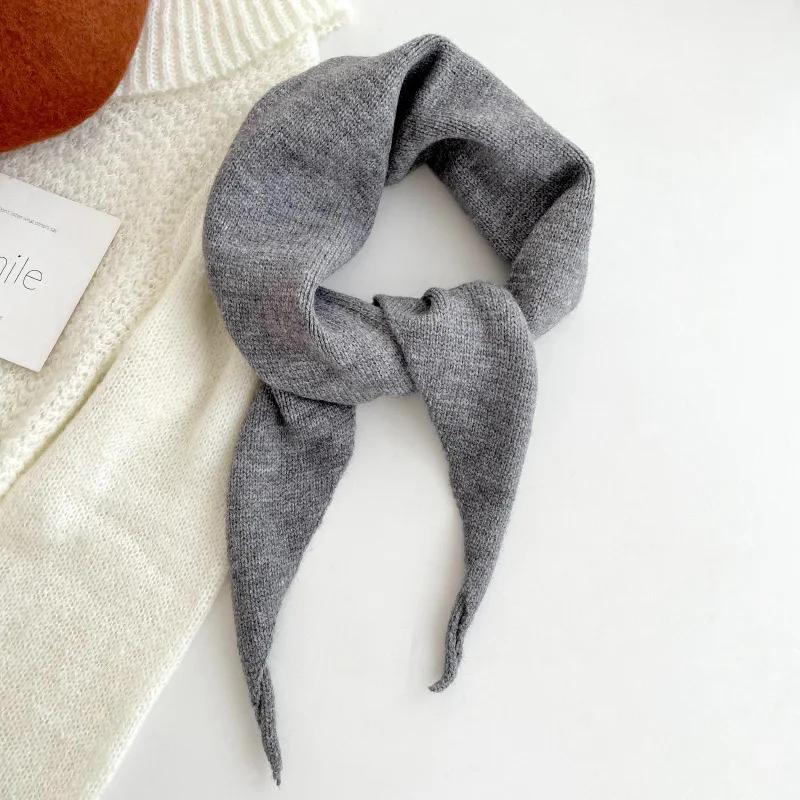 Sweet Knitted French Headscarf Warm Triangle Scarf Women's Korean Versatile Solid Small Shawl Scarf Neck Shoulder Protection