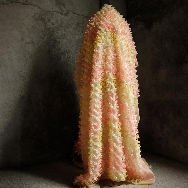 Gradient 3D Rolled Edge Texture Fabric Creative Curling Designer Fabric DIY Modeling Wedding Dress Garment Party Photo Props