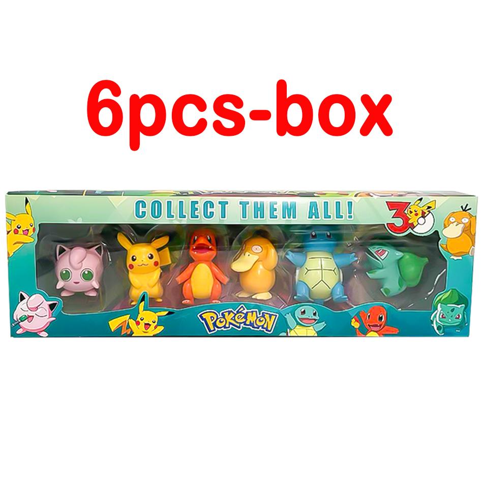 6pcs/set Pok  Mon Figures Pikachu Toys Model Charmander Psyduck Squirtle Jigglypuff Bulbasaur Kawaii Collect Dolls Kids Gift