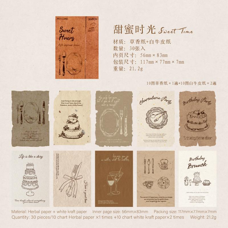 30pcs/pack Retro Material Background Decoration Sticker DIY Scrapbook Writing Paper Office School Stationery Decor Junk Journa