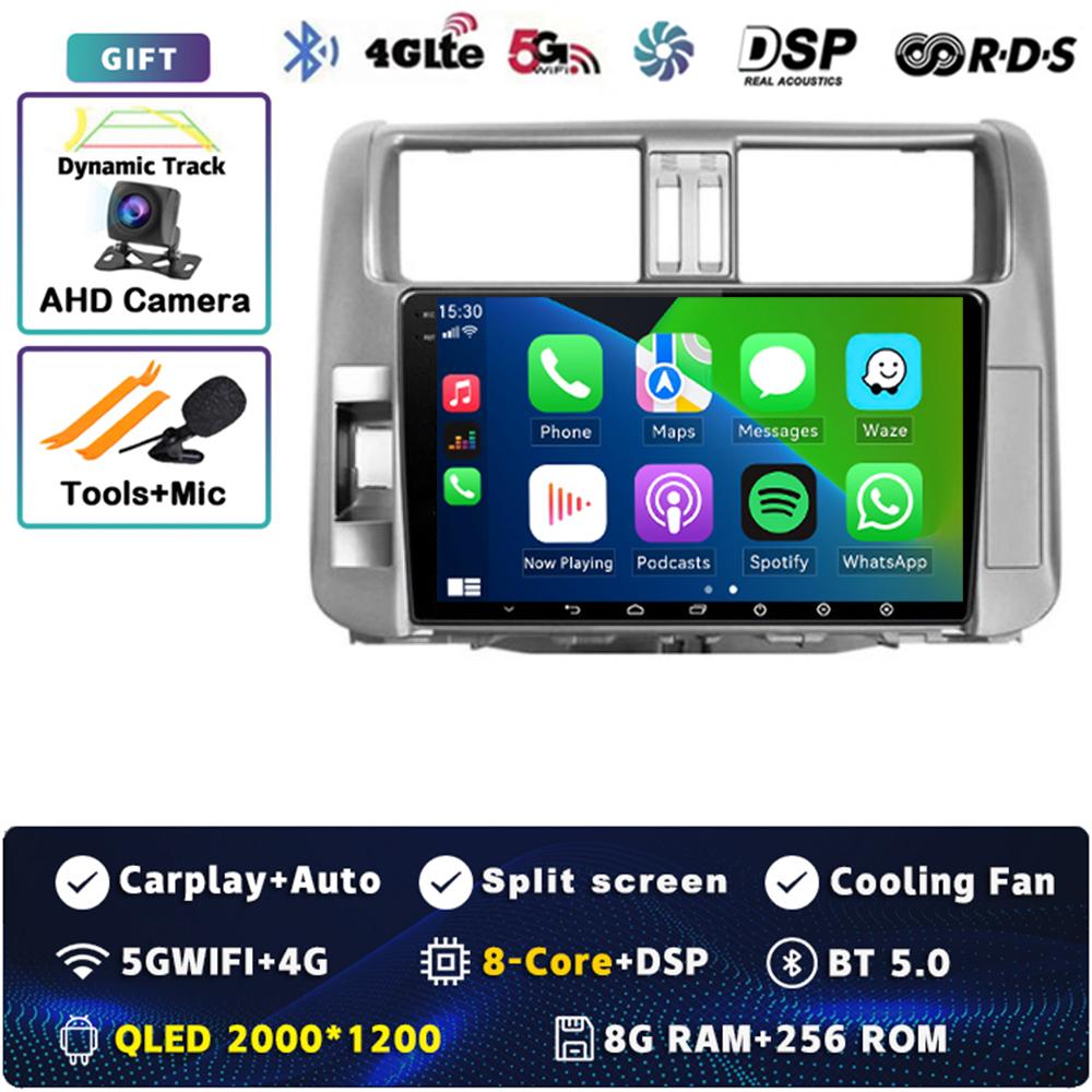 Android 14 Carplay Car Radio For Toyota Land Cruiser Prado 150 2009- 2013 Multimedia Video Player Navigation GPS Stereo 2Din DVD