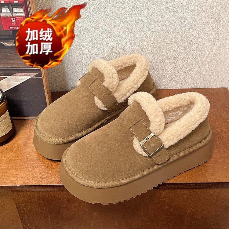 Winter warm bread cotton shoes new thick-soled heightening retro velvet Birkenstock snow boots 35