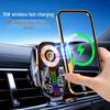 Q6 RGB Sound-Reactive Wireless Charging Car Phone Holder with Foldable Screen and Unobstructed Lens Design