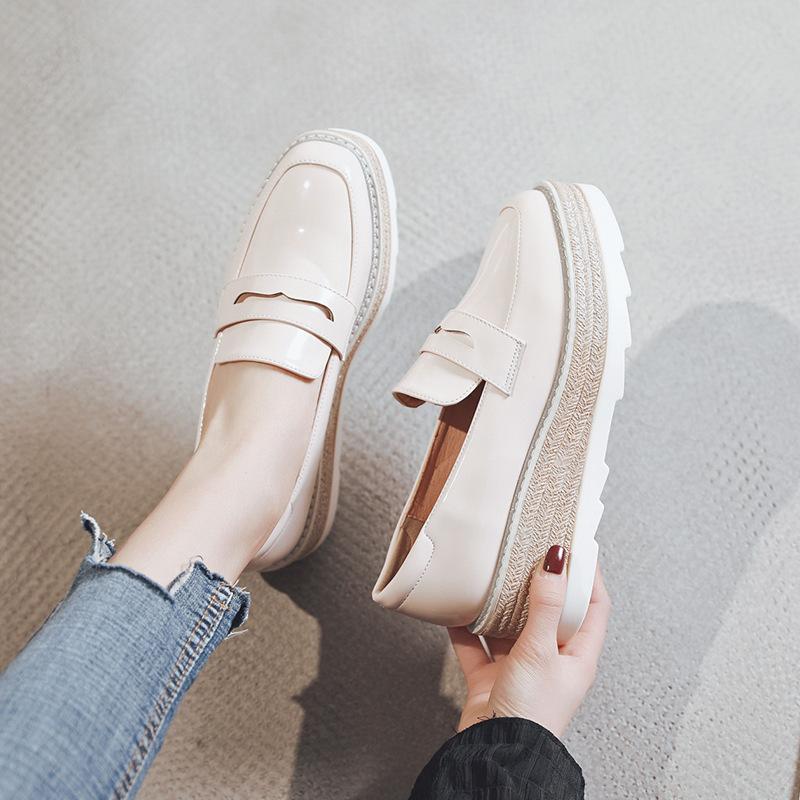 2025 Autumn Women's Simple Sequined Waterproof Platform Thick Sole Heightening Shoes British Style High Heel Casual HZB-007-31