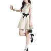 Doll Collar Sweet Apricot Polka Dot Dress Women's Summer Small Fragrant Wind French Pinched Waist Miu Small Foreign Dress A-word Skirt