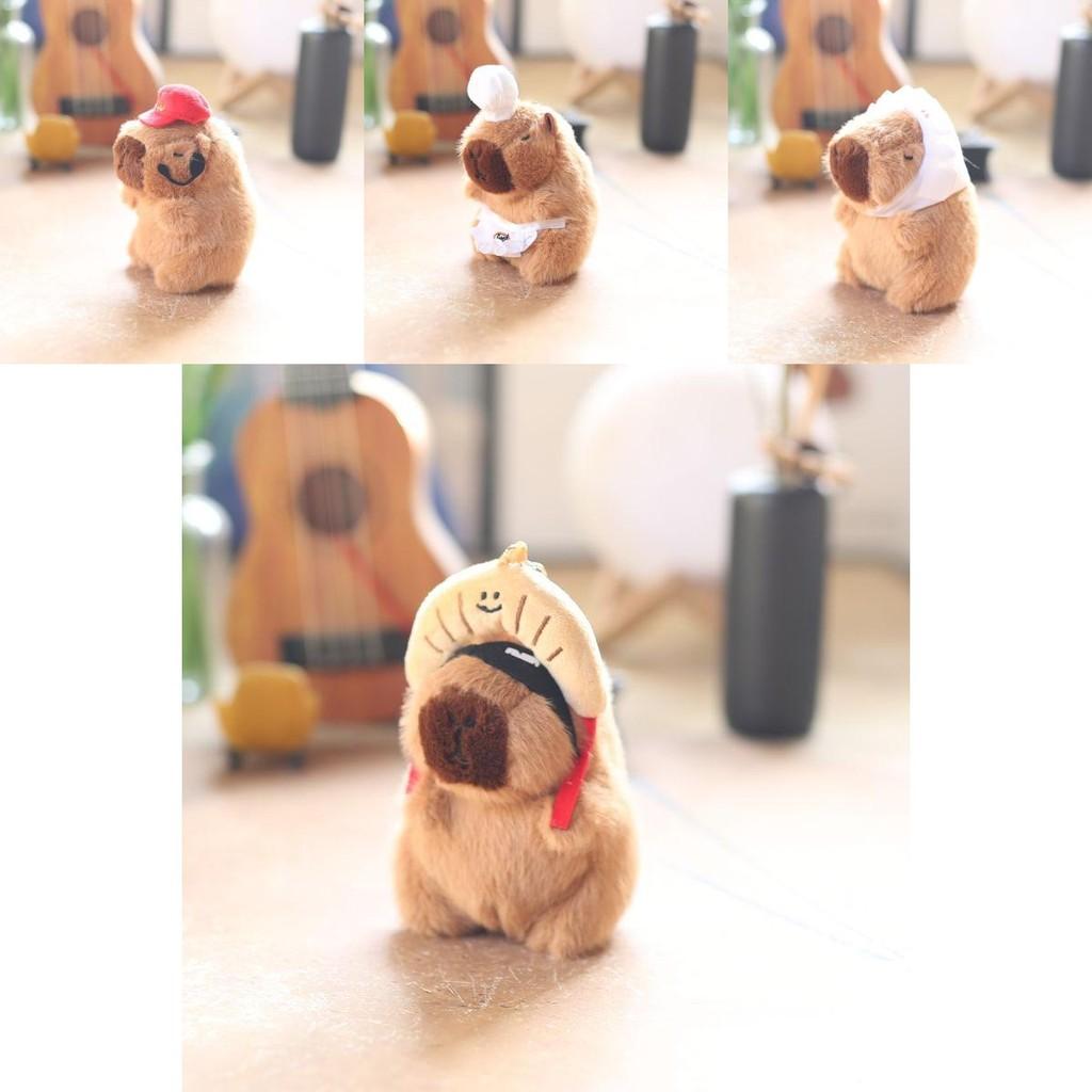 Charming White Capybara Plush Toy Soft Key Ring Cute Decorative Doll Keychain