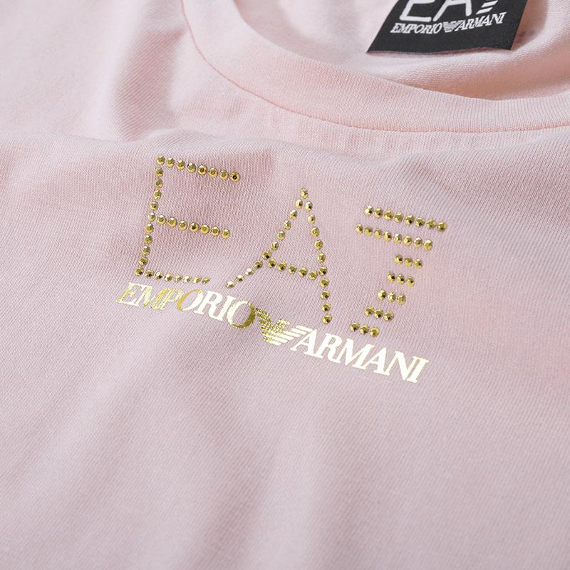 Emporio Armani EA7 SS24 Solid Logo Print Round Neck Short Sleeve Dress Women dresses Light-Pink 3DTA52-TJDQZ-1422