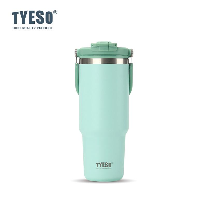 Tyeso 900ML Vacuum Flasks Handle Vacuum Cup Dual-Drink Coffee Mug Stainless Steel Ice Cup Car Bottle Hot Cold Retention