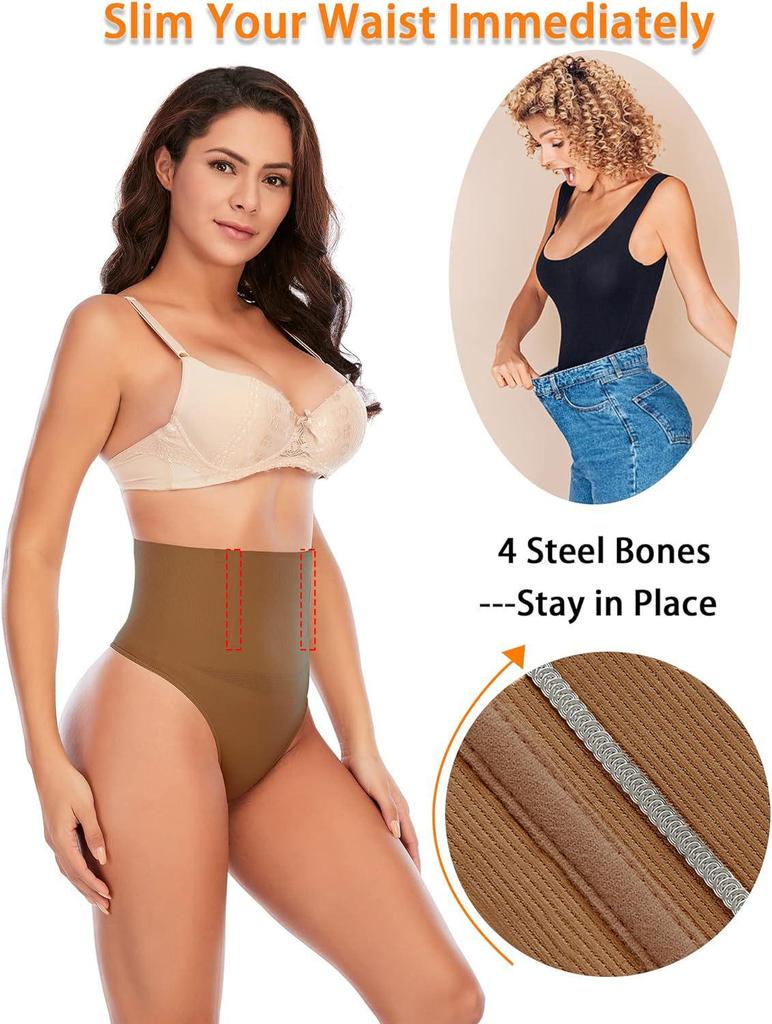 Women's Thong Butt-Lift Seamless High-Waist Shaping Pants with Steel Bone Support