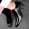 Men White Red High Heels Wingtip Black Leather Derby Wedding Dress Dance Business Formal Elevator Shoes Height Increase Shoes Plus Size