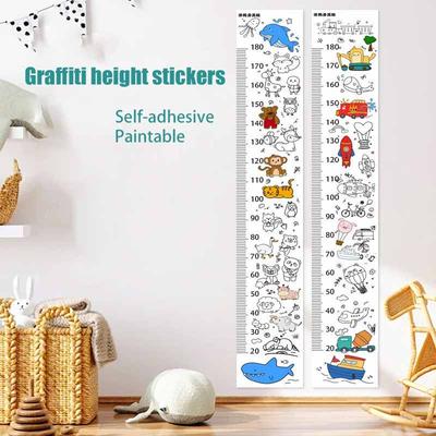 30*200cm Adesivo de Parede Removível Autoadesivo Desenho Animado Grafite Medição de Altura Decoração de Parede Adesivos de Altura Ferramenta de Desenho e Colorir