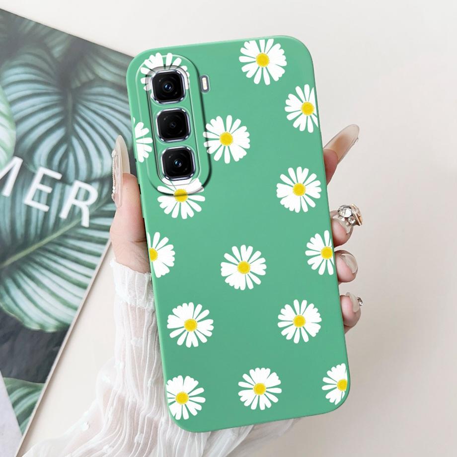 For Infinix Hot 50 Pro+ Hot50 Pro Hot 50 Pro Plus 4G Phone Case Soft Silicone Back Cover Love Heart Girly Flower Painting Fundas