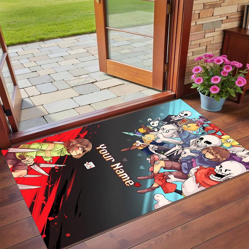 Crystal Velvet Rug Custom Name Text, Soft Non Slip Floor Mat Home DecorUndertale