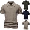 Herren Sommer Gestreiftes Hohles Knopfloses V-Ausschnitt Kurzarm Top Herren Casual Fashion Shirt