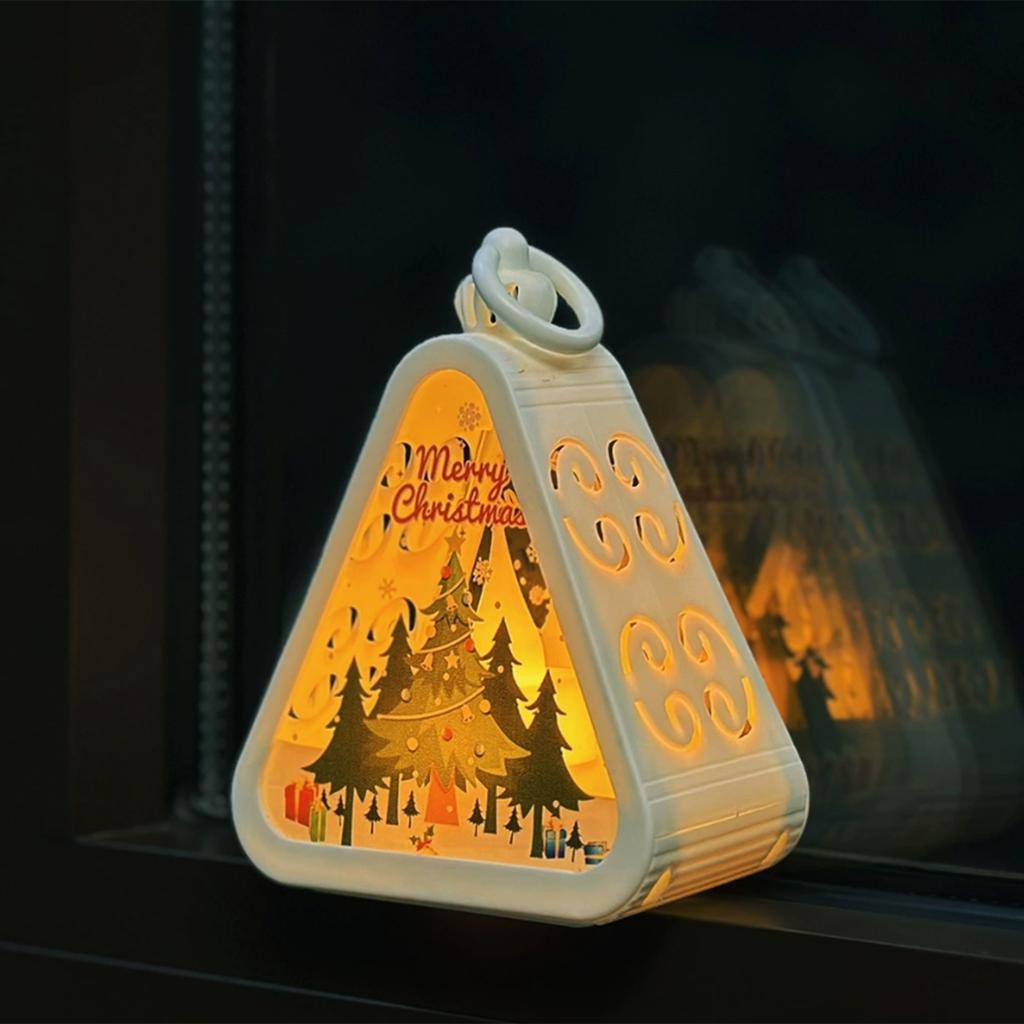 Christmas Decorations Mini Christmas LED Triangle Lantern Christmas Retro Night Light Festival Lamp for Home Decor