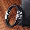 Modische 2-lagige Lederarmbänder mit Edelstahl-Magnet Trendiges mehrlagiges Armband Herren Schmuck Männliches Armband Großhandel Großmenge