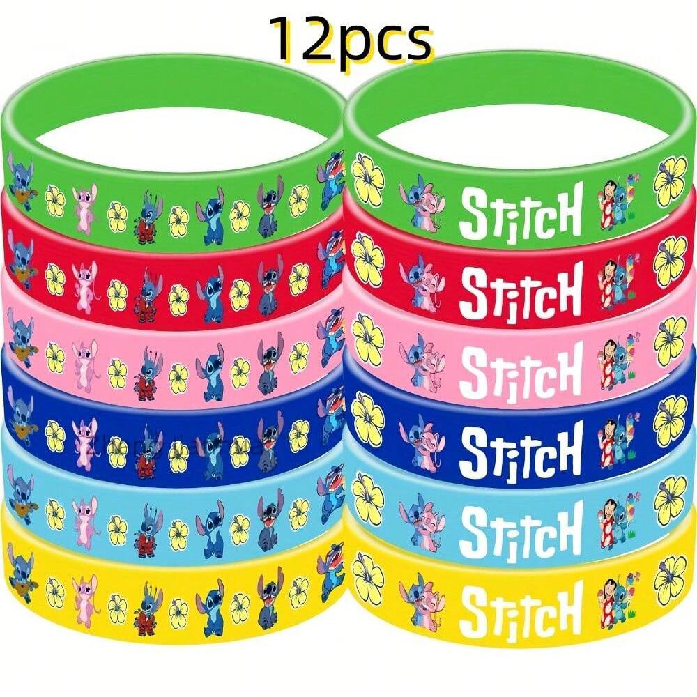 

MINISO 12 шт. Силиконовый браслет на ходулях, Модный спортивный силиконовый браслет с мультяшным персонажем, Без подвесок, Липкая тематика, Скидка на принадлежности для дня рождения