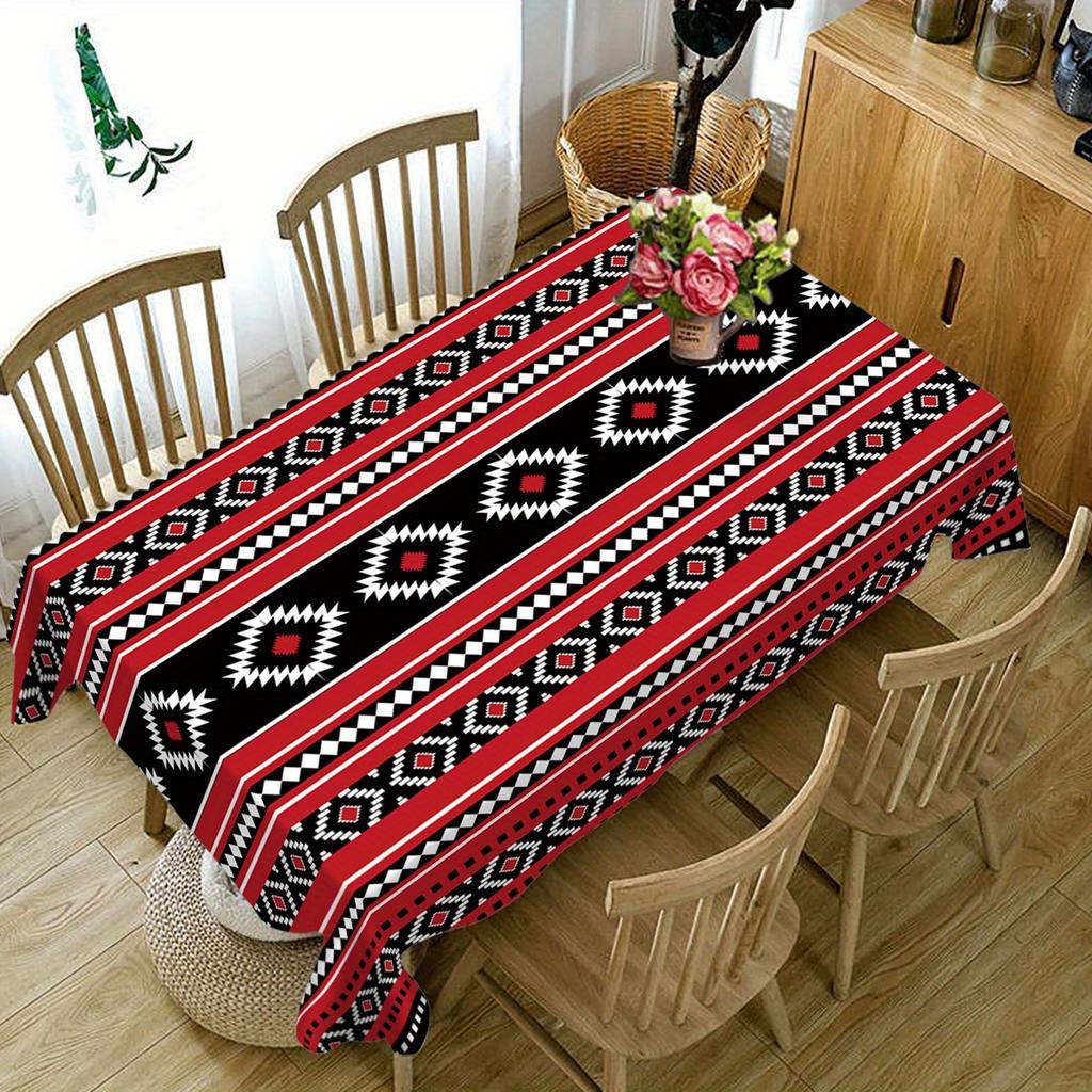 1pc Tablecloth, Vintage, Bohemian Tablecloth, Rectangle - Tablecloth For Dining Room, Office, Writing Table, Home Decor, Kitchen