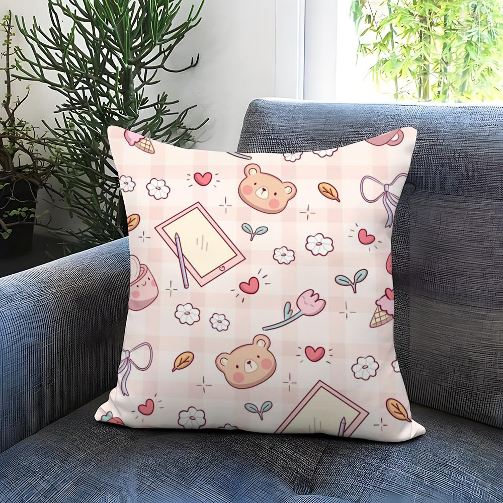 Cute Cartoon Texture Cushion Cover Comfortable Reversible Pillow Cover Ideal for Car Sofa Bedroom Beyond